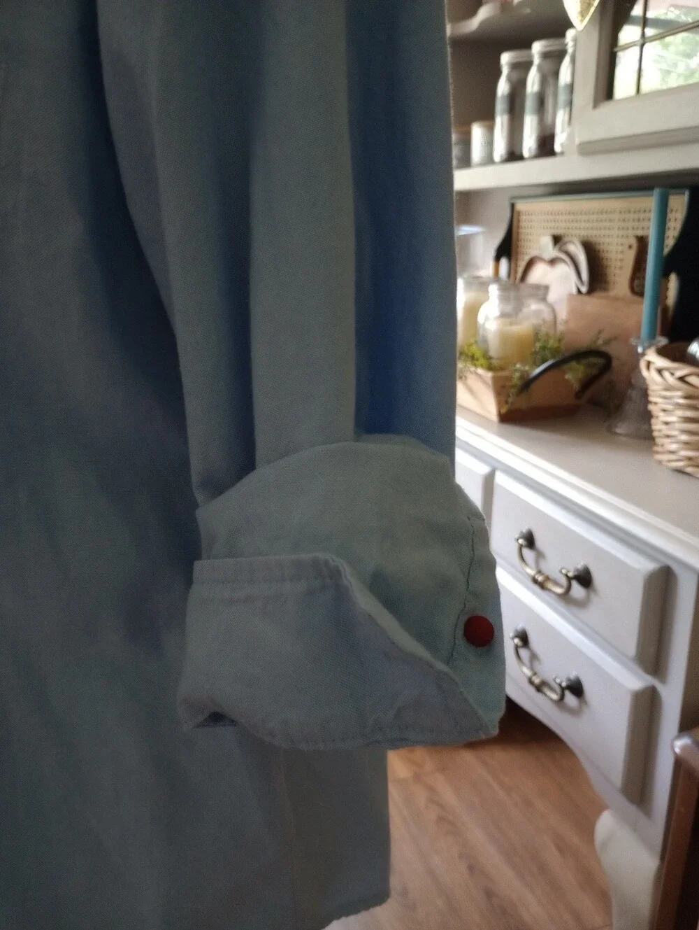 Light Blue Ruffle Collar Button-Up Shirt - Picture 6 of 10